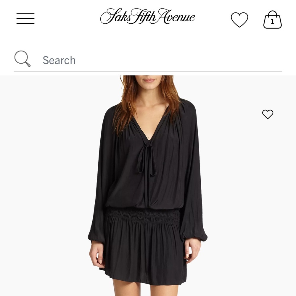 Ramy Brook Paris Blouson V-neck minidress in black size medium